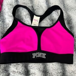PINK Victoria's Secret Women's Black and Pink Sports Bra XL